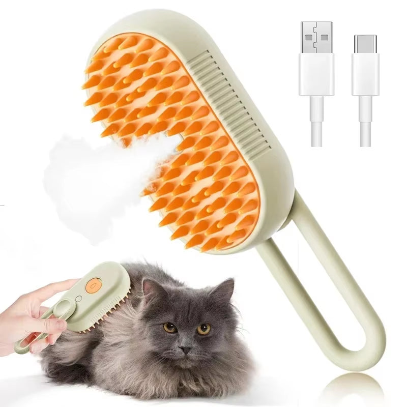 Cat Dog Pet Spray Massage Brush 3 in 1 One Button Steam Spray Folding Rotatable Floating Hair Bath Hair Removal Brush Comb