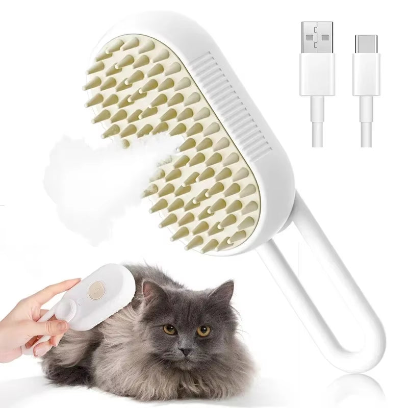 Cat Dog Pet Spray Massage Brush 3 in 1 One Button Steam Spray Folding Rotatable Floating Hair Bath Hair Removal Brush Comb