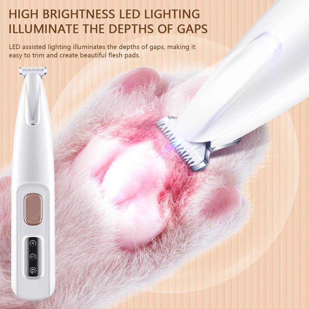 Portable Dog Paw Trimmer with Led Light Rechargeable Cordless Nail Grinder Shaver for Cats and Other Pets Nail Grooming Tools