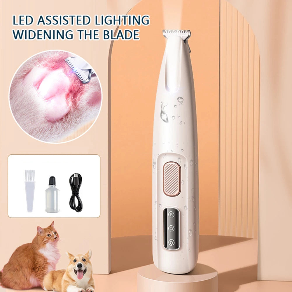 Portable Dog Paw Trimmer with Led Light Rechargeable Cordless Nail Grinder Shaver for Cats and Other Pets Nail Grooming Tools