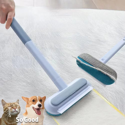 Pet Hair Remover Brush Dog Hair Cleaner Brush with Squeegee Carpet Bed Hair Cleaning Tool Long Handle for Carpet Bed Sofa