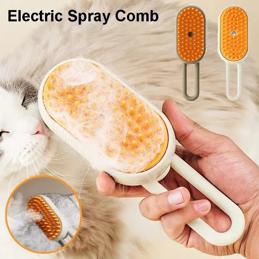 Cat Dog Pet Spray Massage Brush 3 in 1 One Button Steam Spray Folding Rotatable Floating Hair Bath Hair Removal Brush Comb