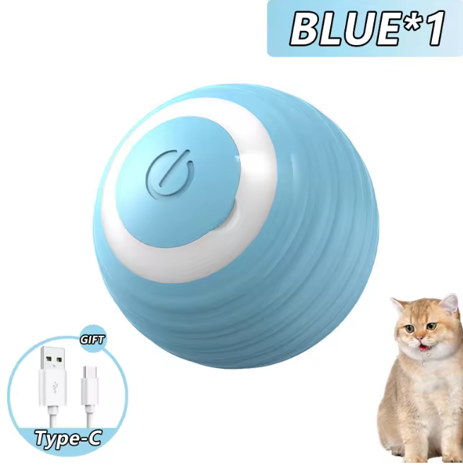 Dog & Cat Interactive Ball Toys Automatic Rolling Ball Faux Tail Rechargeable Smart Pet Electric Toy Dog Cat Training Imitate Mouse